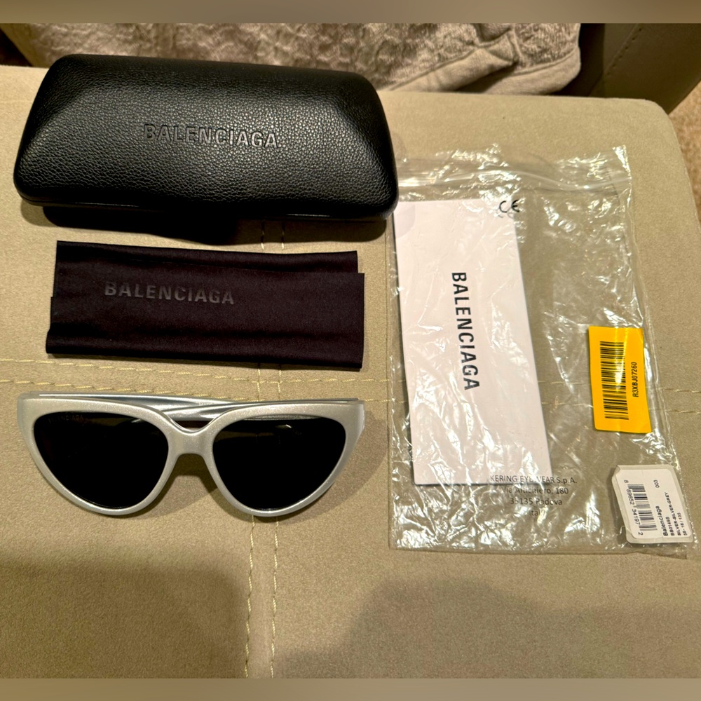 Brand New Authentic Balenciaga Sunglasses in Silver